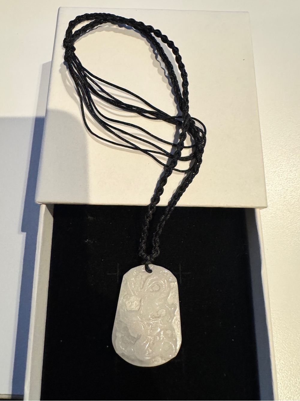 Jade Dragon 🐉 Necklace with Carved White Jade Pendant